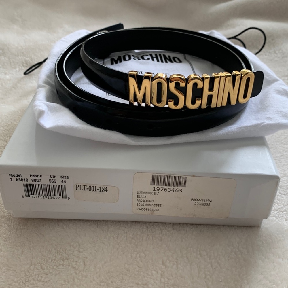 Moschino calfskin belt with mini logo